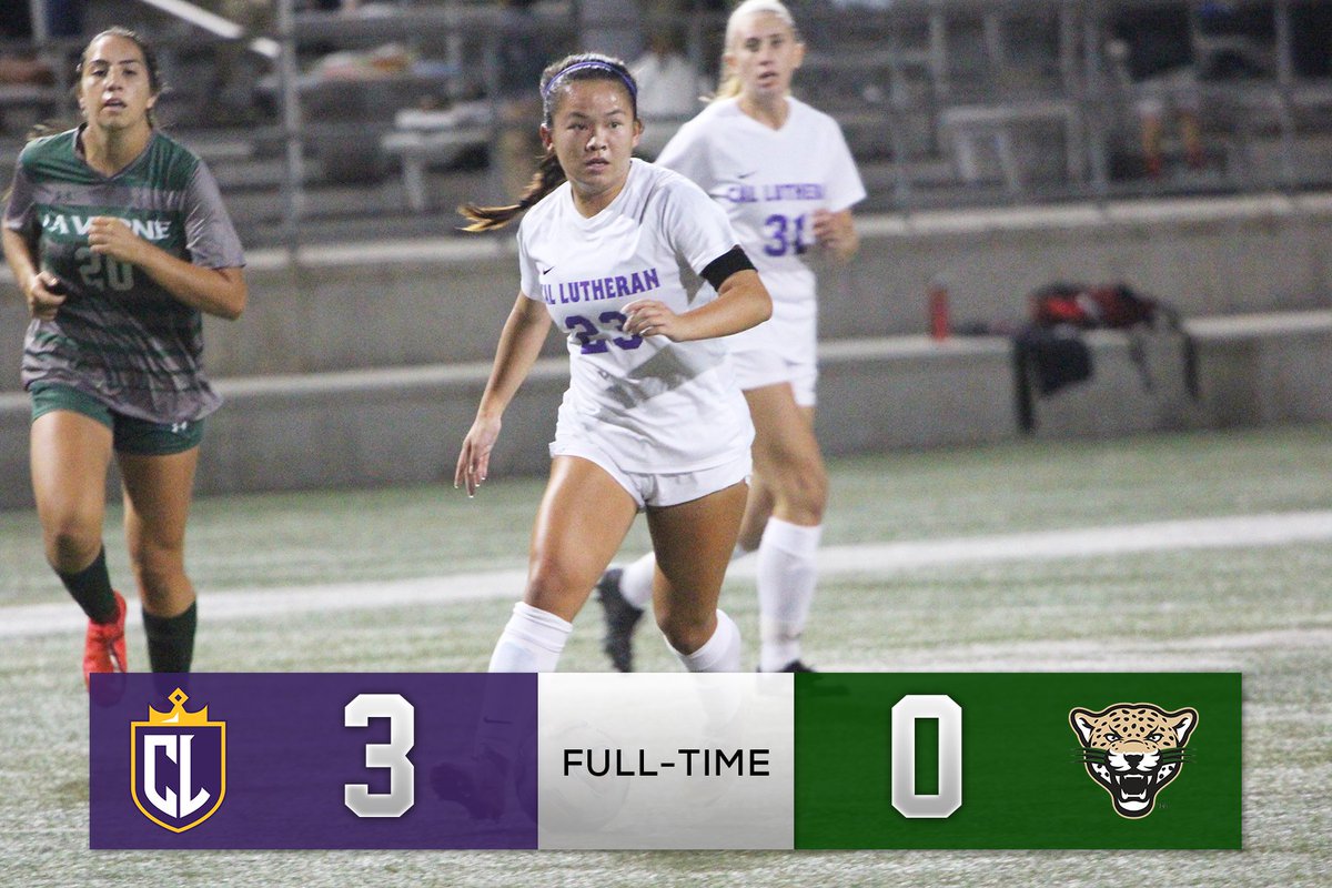 A dominant performance from @CLUwSoccer leads them to a 3-0 win over La Verne! Another important three points for the Regals! Griess 12' Fagerberg 17' Crawford 66' #OwnTheThrone