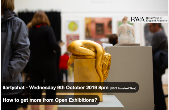 A new week, a new #artychat! 
We're so excited to have @AlisonBevanRWA co-host our chat on 'How to get more from Open Exhibitions', Weds 9th Oct, 8pm BST.
Hope you can join us &amp; share your experiences of attending/participating in Open Exhibitions.

***ALL WELCOME ***