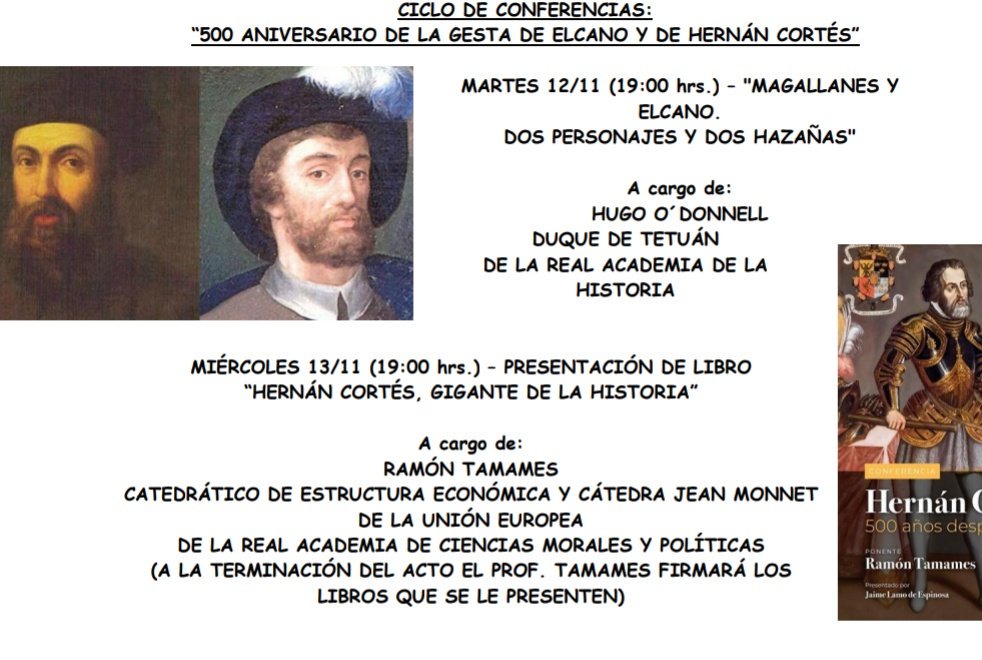 rsemap's tweet photo. 12 y 13 de noviembre
Actos conmemorativos 
500° aniversario de la 1ª vuelta a la Tierra y de la expedición que inició la conquista de México  ⛵✨
#SocorreEnseñando 
Como siempre, acceso libre y gratuito a nuestras #conferencias en la #TorredelosLujanes https://t.co/TgF3dBg0Om