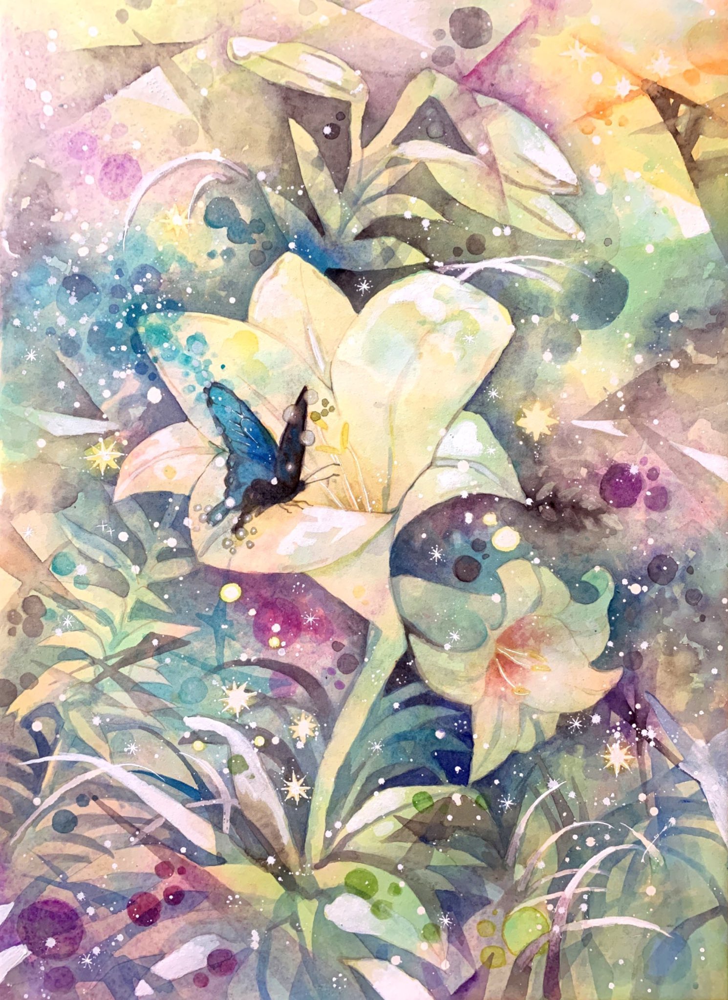 ユリの水彩画 花束 水彩画（綿飴 on X: 