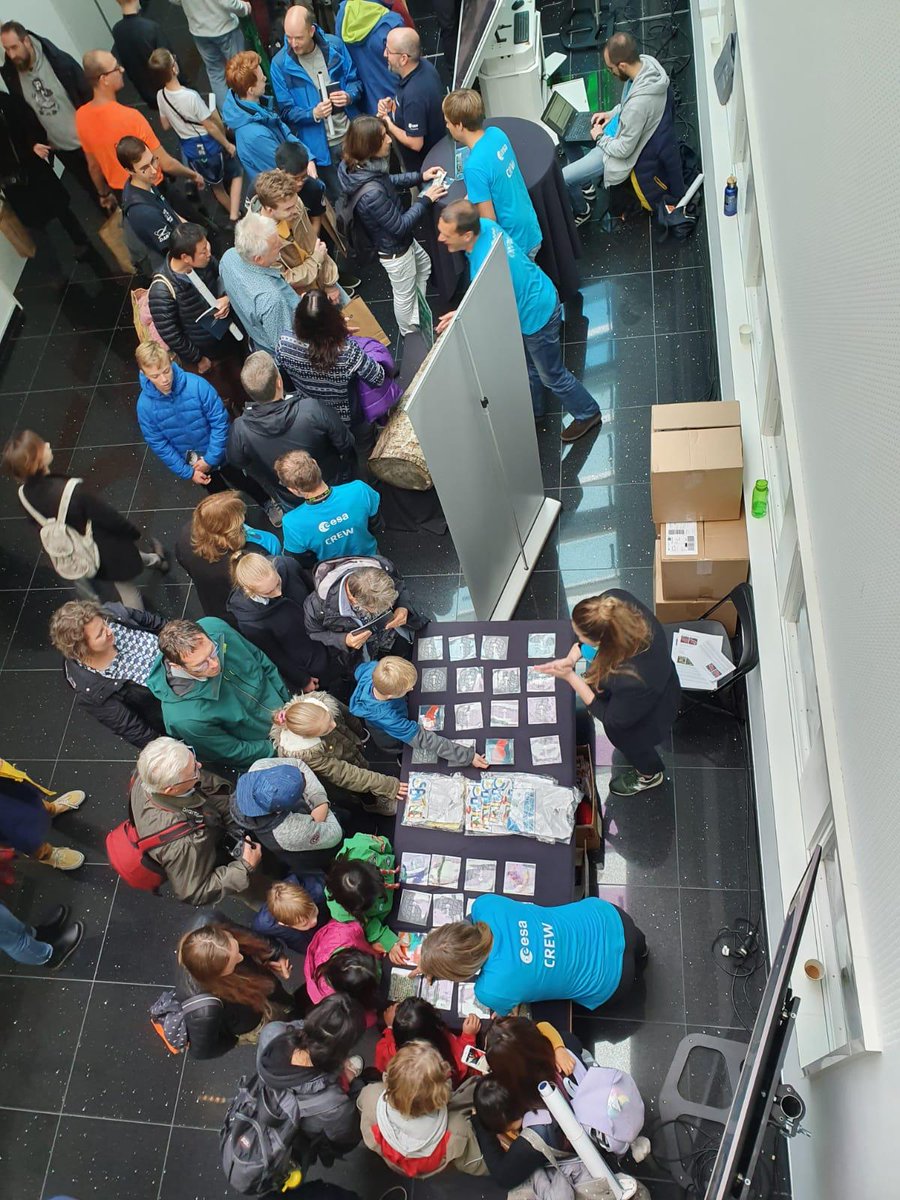 ESA_EO's tweet photo. #ESAOpenDay is in full swing and our experts are busy in the Rainbow Corridor 🌈 showing off exciting experiments all about our beautiful Earth🌍 and our satellites that are taking the pulse of our planet from space🛰️ https://t.co/SYZpn6nkgG