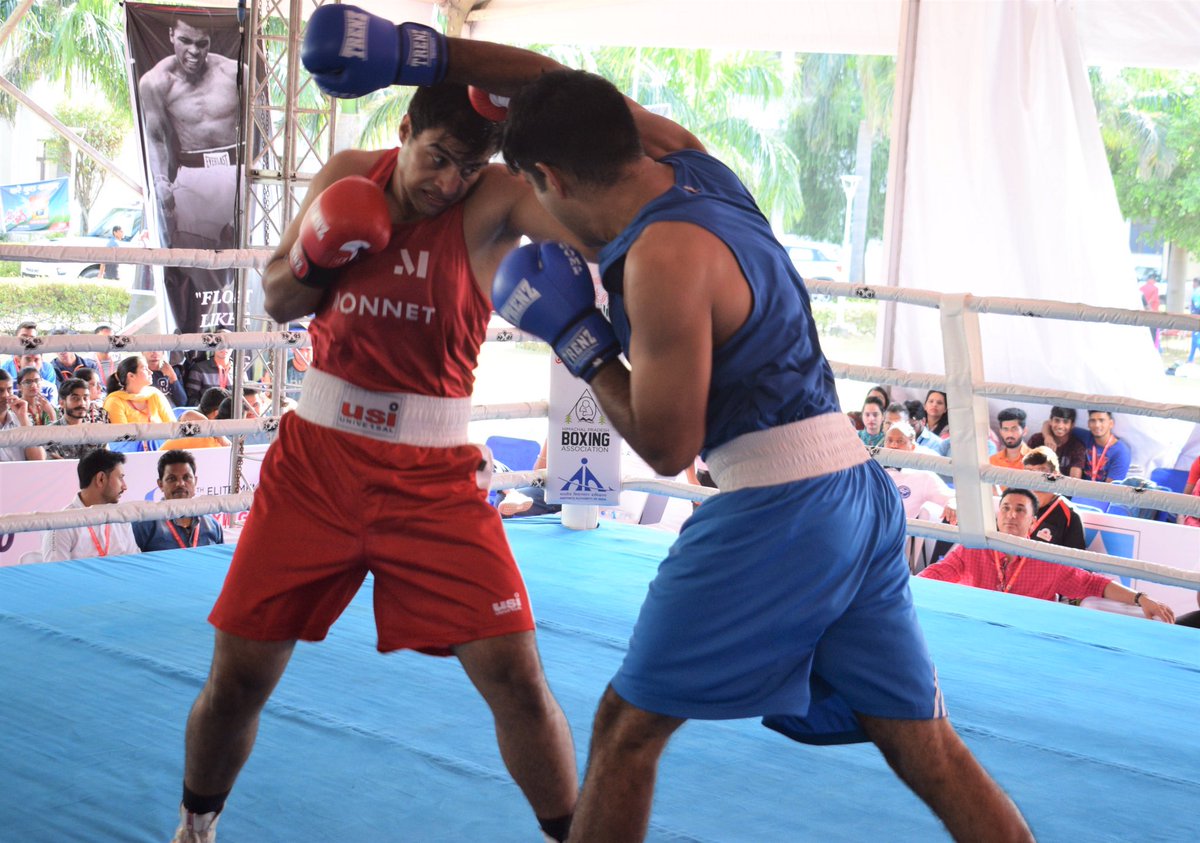 BFI_official's tweet photo. . @Namantanwar248 &amp; #NeerajSwami start on winning note💪 on Day 2 of 4th Elite Men's Boxing National Championships.

Keep the momentum going champs!🔥

#PunchMeinHaiDum #boxing https://t.co/slluhgWaeP