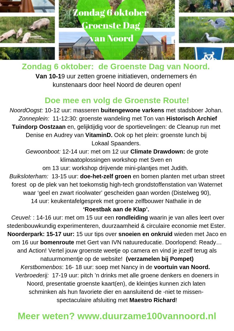 We gaan los vandaag! Kom langs bij één van de vele Groene activiteiten in Amsterdam Noord vandaag!