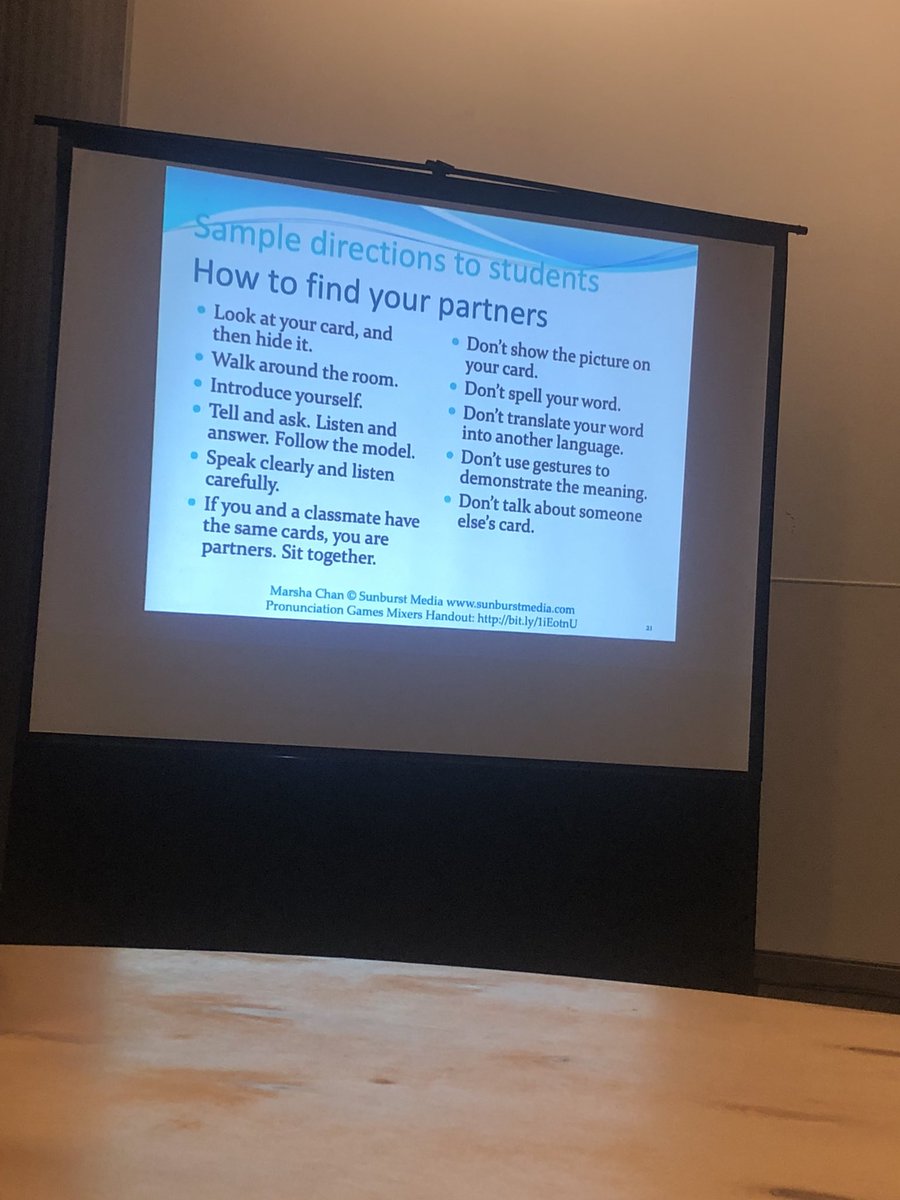 JingyiYang_'s tweet photo. Communicative card games are really interesting ways for teachers to improve students’ pronunciation, comprehension and listening. Students have the chances to talk and listen when they are playing games! #CATESOL19 @CA_TESOL @PeppGSEP #PepperdineTESOL https://t.co/CeF93kYTB8