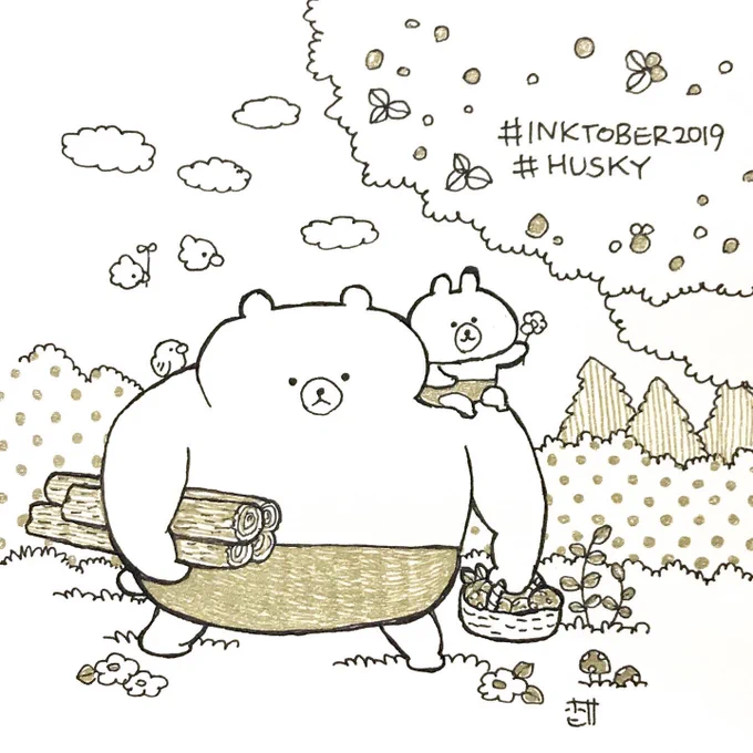 #inktober2019 #husky金ペン 