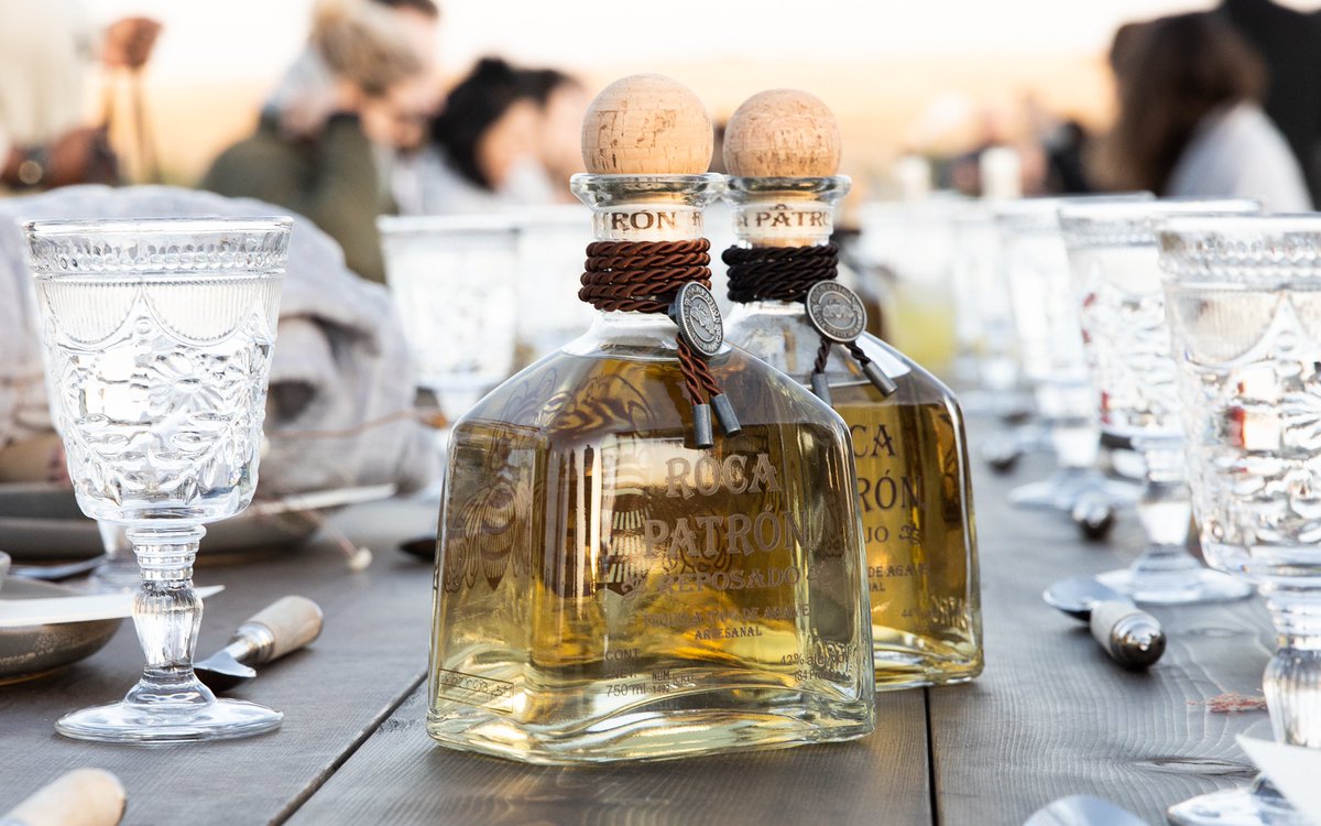 Patron's tweet photo. We are in Denver for another #SimplyPerfect night at the table with @oursecretsupper - featuring culinary pairings with Roca Patrón, our artisanal tahona-made tequila. #secretsupperliving https://t.co/UOFvtdHjam