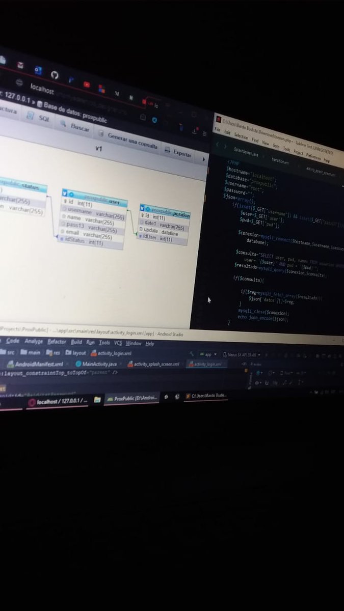 Giovanni_Perez1's tweet image. Night of code.
Making database and connection with Php methods POST and GET for my application. 😁😁
#nightcode #Php #Android