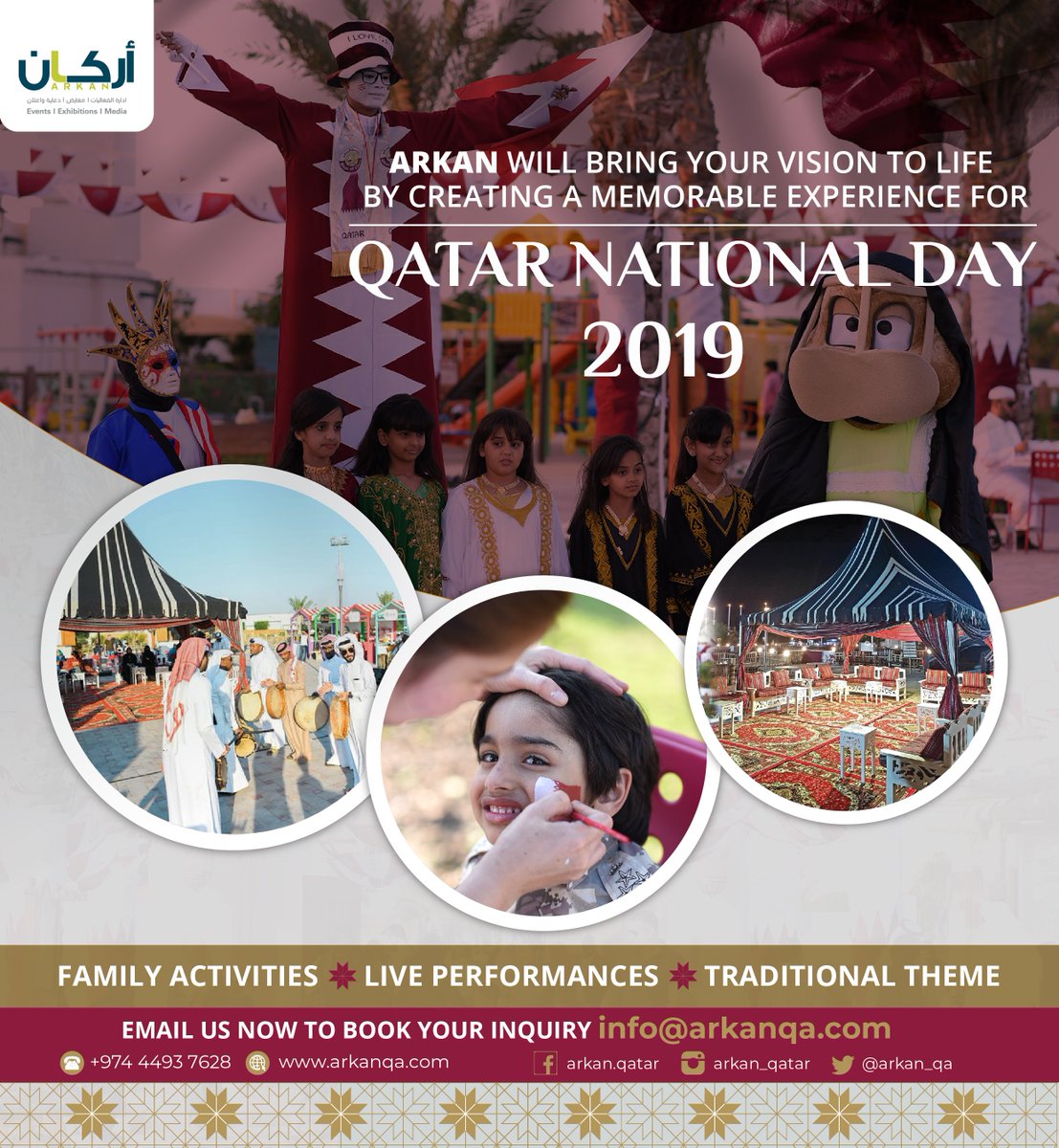 ARKAN_QA's tweet photo. Our gears are set for planning mode! #QND is fast approaching. DM to request for a proposal or an appointment. 

#qatarcelebrations #qatarnationalday #nationaldayevents #qatariya #qatarliving #qatari #dohaevents  #qatarnationalday2019 #dohaeventplanner #doha #qatar #QND2019 https://t.co/YC8SJONwNj