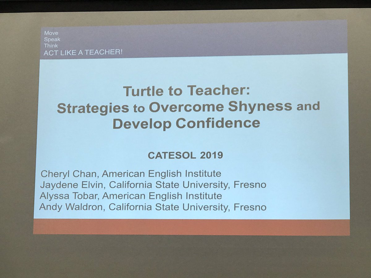 Fengyi18042511's tweet photo. It is imprtant for new teachers to have confidence. The presenter provided us with some ways to overcome shyness and build confidence，which contributes to my future teaching.
@CA_TESOL @PeppGSEP 
#CATESOL19
#PepperdineTESOL https://t.co/e9xVmYRdk7