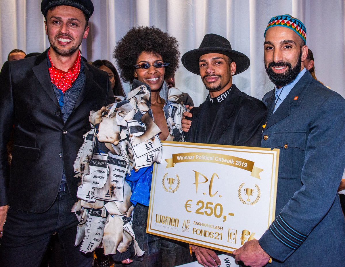 Jobert Tremus is de winnaar van #Politicalcatwalk 2019. De jury, onder voorzitterschap van @AzizBekkaoui, prees Jobert om zijn originaliteit en vakmanschap voor de outfit die hij voor <a href="/SylvanaSimons/">Sylvana Simons</a> (@Bij1) had gemaakt. “We zijn als geheel team de winnaar”, aldus Jobert