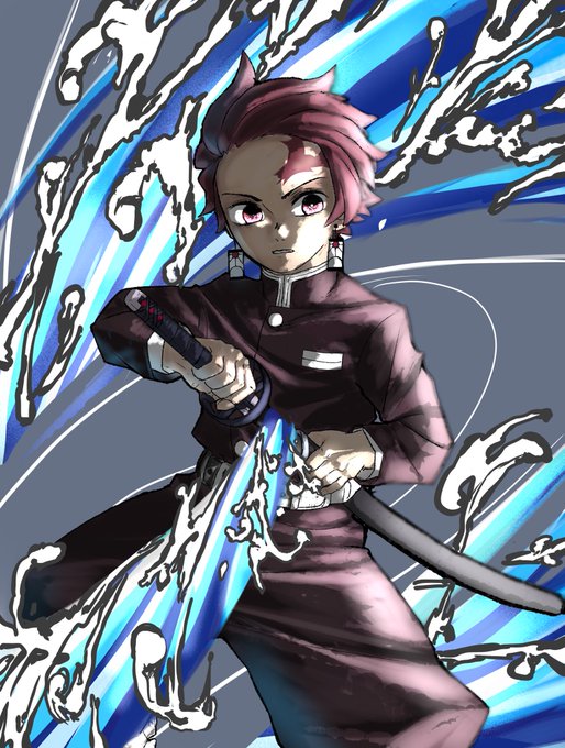 そば(鬼滅＆ヒロ垢)さんがTwitterに投稿した竈門炭治郎(鬼滅の刃)のイラスト。