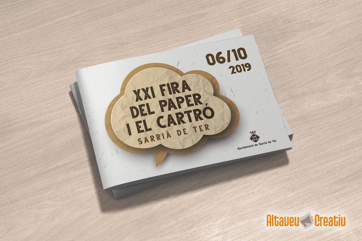 AltaveuCreatiu's tweet photo. 📌📌 Hem dissenyat la imatge de la FIRA DEL PAPER I EL CARTRÓ  #SarriàdeTer, juntament amb el díptic informatiu, la cartelleria i els anuncis per a mitjans tradicionals i digitals 
#dissenygrafic #banner #marcacorporativa #publicitat #comunicacioinstitucional #FiradelPaper https://t.co/EJdFnYbr5T