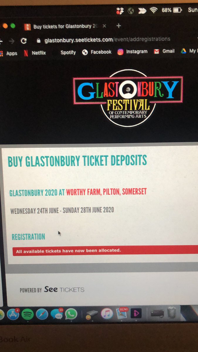 milly45051371's tweet photo. #GlastonburyTickets soo annoyed. Entered all my card details and didn’t get through :(( https://t.co/Dhxr5TpB4Q