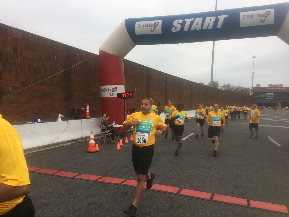 Reporterroblang's tweet photo. Finished ⁦@TheMDTA⁩ Special Olympics Tunnel Run and a shout out to these ⁦@TheMDTA⁩ Police Cadets who were running behind me and whose formation chants kept me going. This group also ran back when one of the cadets wasn’t with the group. Everyone later came back safe https://t.co/Fqtbuu3ybo