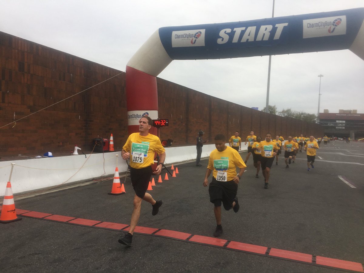 Reporterroblang's tweet photo. Finished ⁦@TheMDTA⁩ Special Olympics Tunnel Run and a shout out to these ⁦@TheMDTA⁩ Police Cadets who were running behind me and whose formation chants kept me going. This group also ran back when one of the cadets wasn’t with the group. Everyone later came back safe https://t.co/Fqtbuu3ybo