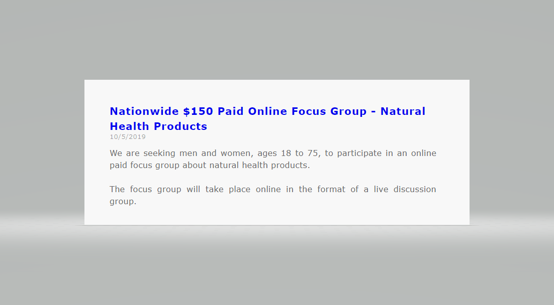 Nationwide $150 Paid Online Focus Group - Natural Health Products 
bit.ly/naturalhealthp…