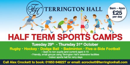 TerringtonHall's tweet photo. Half term panic? We've got it covered. All welcome- non pupils and current children alike #SportsCamp #THS #ParentsRelax https://t.co/G5EfkQmpmS