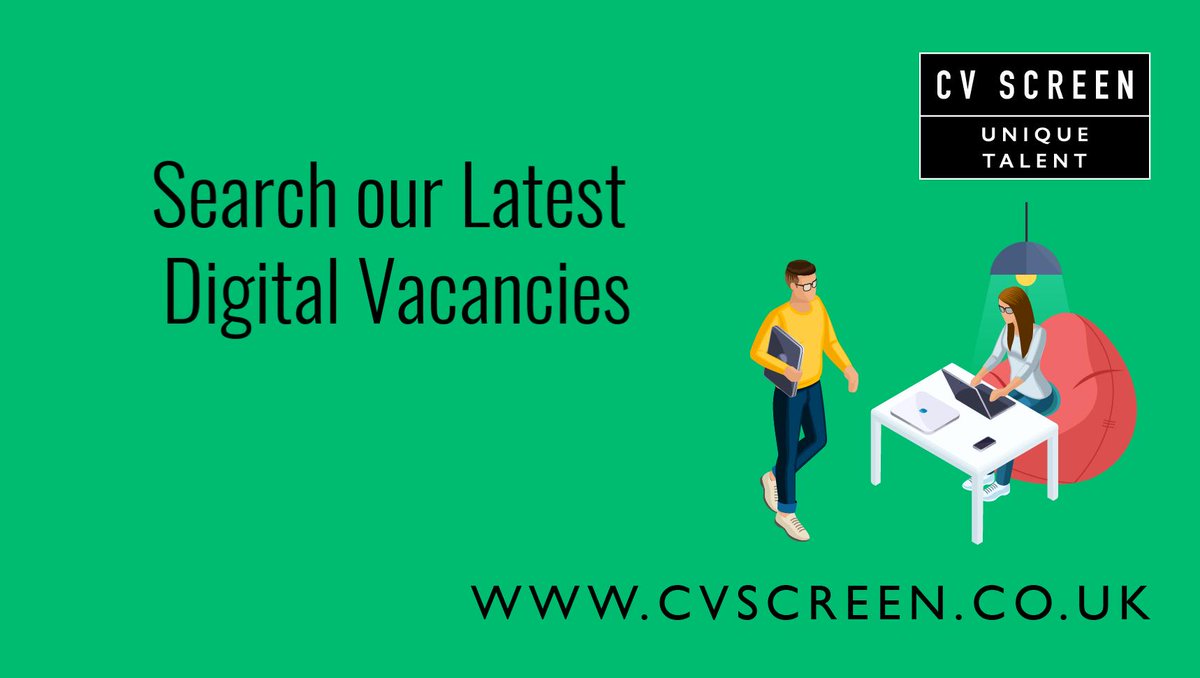 CVScreenDigital's tweet image. Looking for a new #Digital role? Our website is updated daily with new jobs, search our website for one that suits you digitalrecruitmentagency.co.uk/search.php
#jobseekers #Job #Jobsearch #DigitalJobs