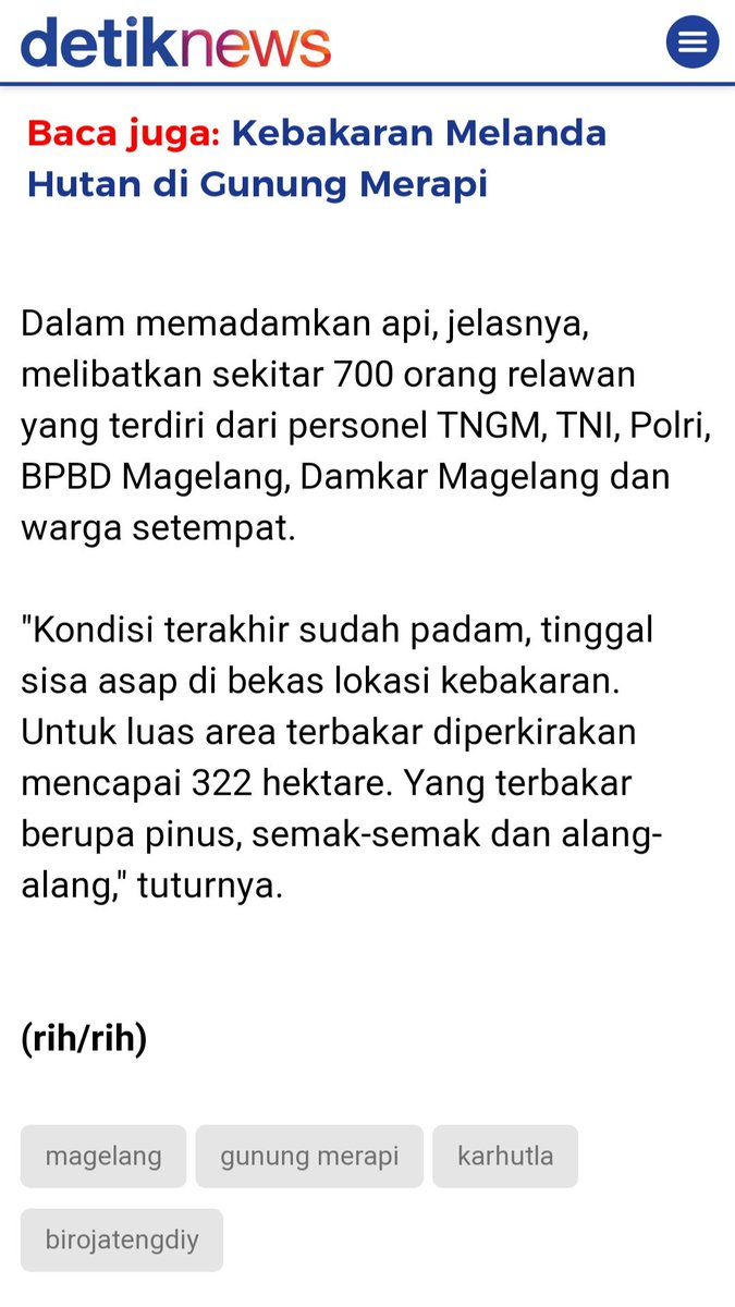 dlhkprovjateng's tweet photo. alhamdulillah sudah bisa dipadamkan kebakaran di gunung merapi, semoga tidak kembali berkobar ya..
maturnwun tim pemadam
#savemerapi
@ganjarpranowo @taj_yasinmz @SriPuryono1 @humasjateng @TeguhDP22 https://t.co/uvmc6zf2ft