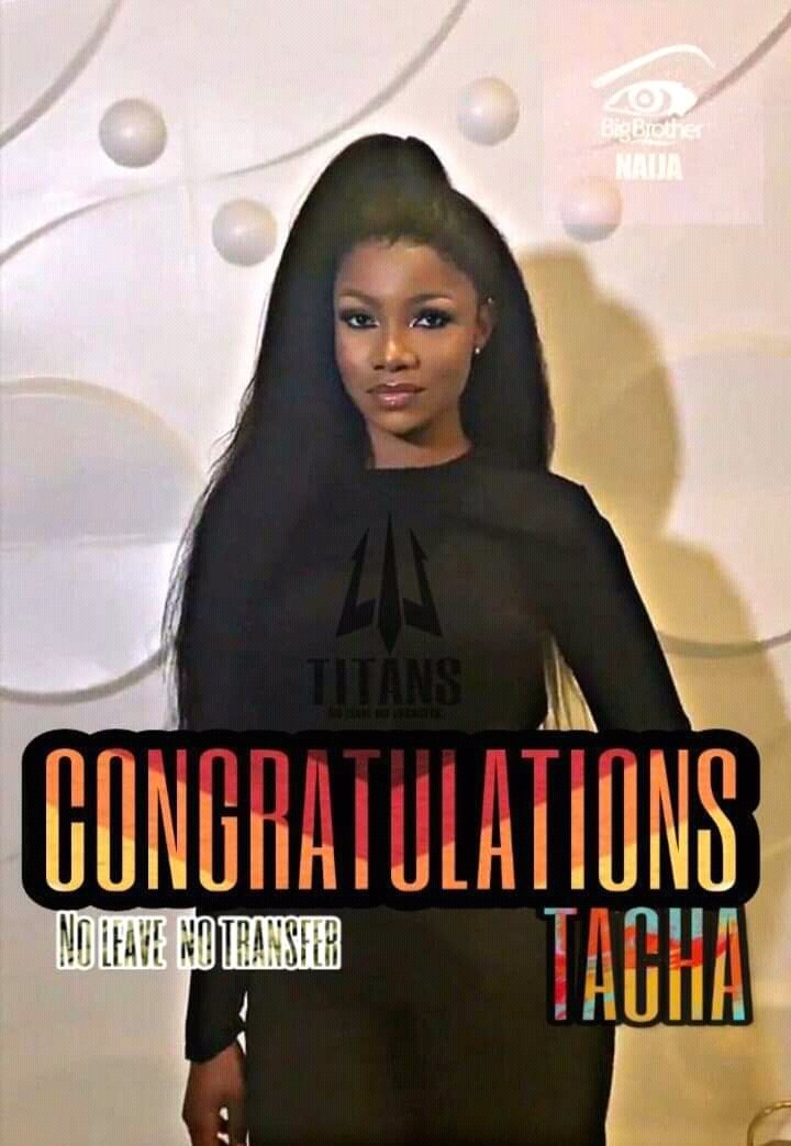 dharasheme's tweet photo. #CongratulationsTacha
#QueenofBBN
#TheRealPepper
#LoveYouDarling https://t.co/4w8SVve3W5