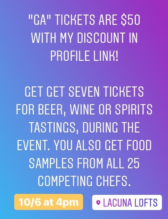 ant_kneee's tweet photo. Today's the day for the  #CulinaryFightClub Throw Down in #Chicago! Eat 25 dishes while enjoying adult beverages. Join me at 4p @Lacuna2150 Use my $25 discount! Simply click here 
https://t.co/1EHZgvUW4n 
VIP gets unlimited beer, wine &amp; spirits tastings! More details in Photos... https://t.co/PHikHNKgct