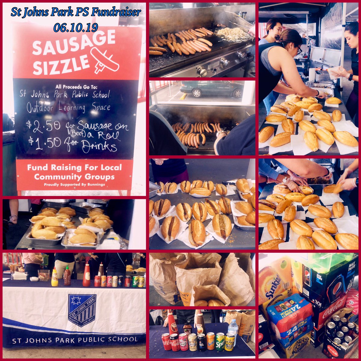 CheahMilly's tweet photo. .@StJohnsParkPS Sausage Sizzle Fundraiser .@Bunnings in Bonnyrigg. 
✅Sausages 
✅Bread rolls 
✅Onions (optional)
✅Tomato/BBQ Sauce 
✅Mustard Sauce
✅Sriracha Chilli Sauce
✅Soft Drinks
😜A Production Line with momentum! .@GlynisSimons .@MissBejain .@CarlyLMartinez2 https://t.co/UUCAvCVHzB