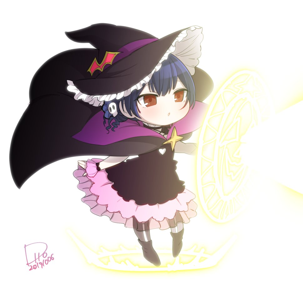 morino rinze 1girl witch hat hat solo hair ornament magic circle red eyes  illustration images