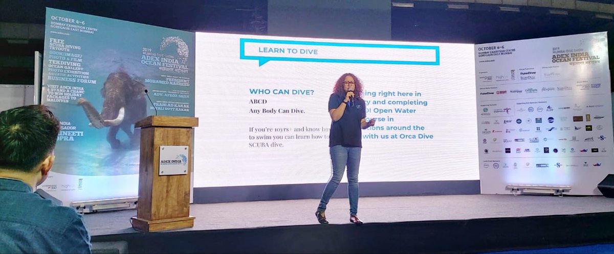 Expert Speaker Ms.Kanika Mohan Saxena , Master Scuba Diver Trainer , Orca Dive Club Addressing at the 1st International Dive Expo held in India - Adex India , Mumbai Dive Show #adex #adexindia #mumbaidiveshow