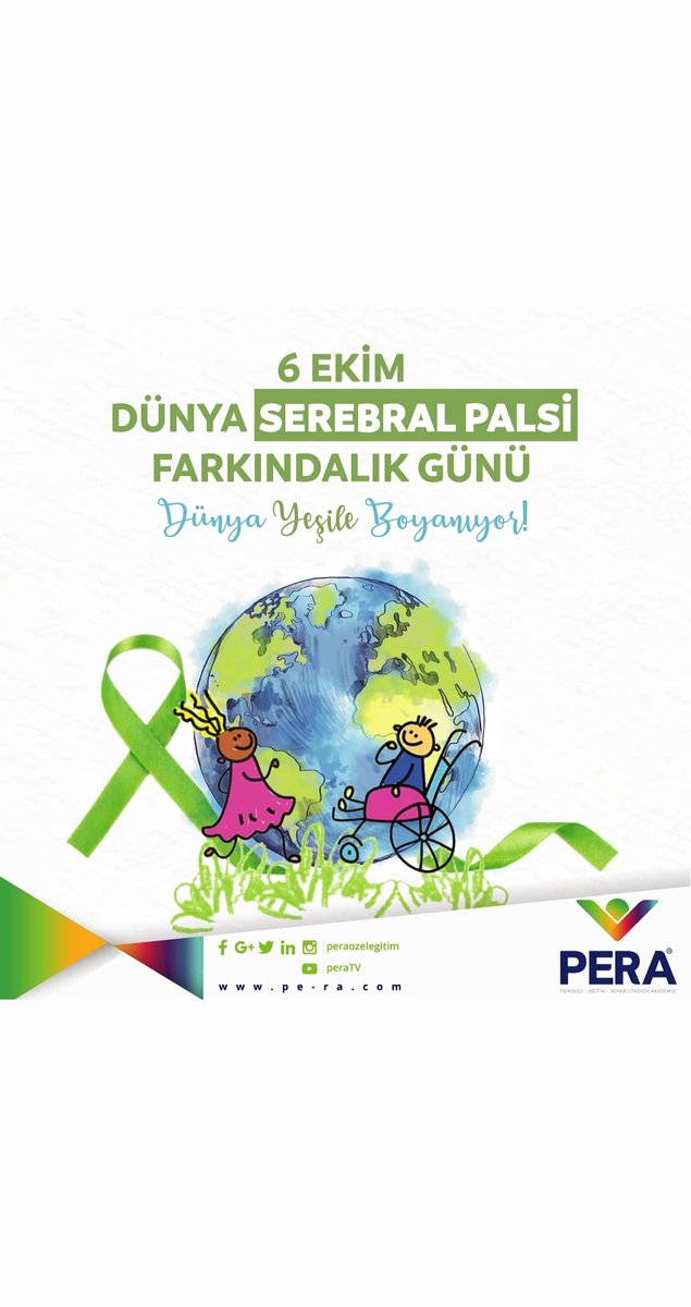 6 Ekim
Dünya 'Serebral Palsi' Farkındalık Günü
Dünya yeşile boyanıyor!
#serebralpalsiyifarket #yeşilifarket #yesilgiyin #yesilisikyak #worlcpday #serebralpalsiyifarket