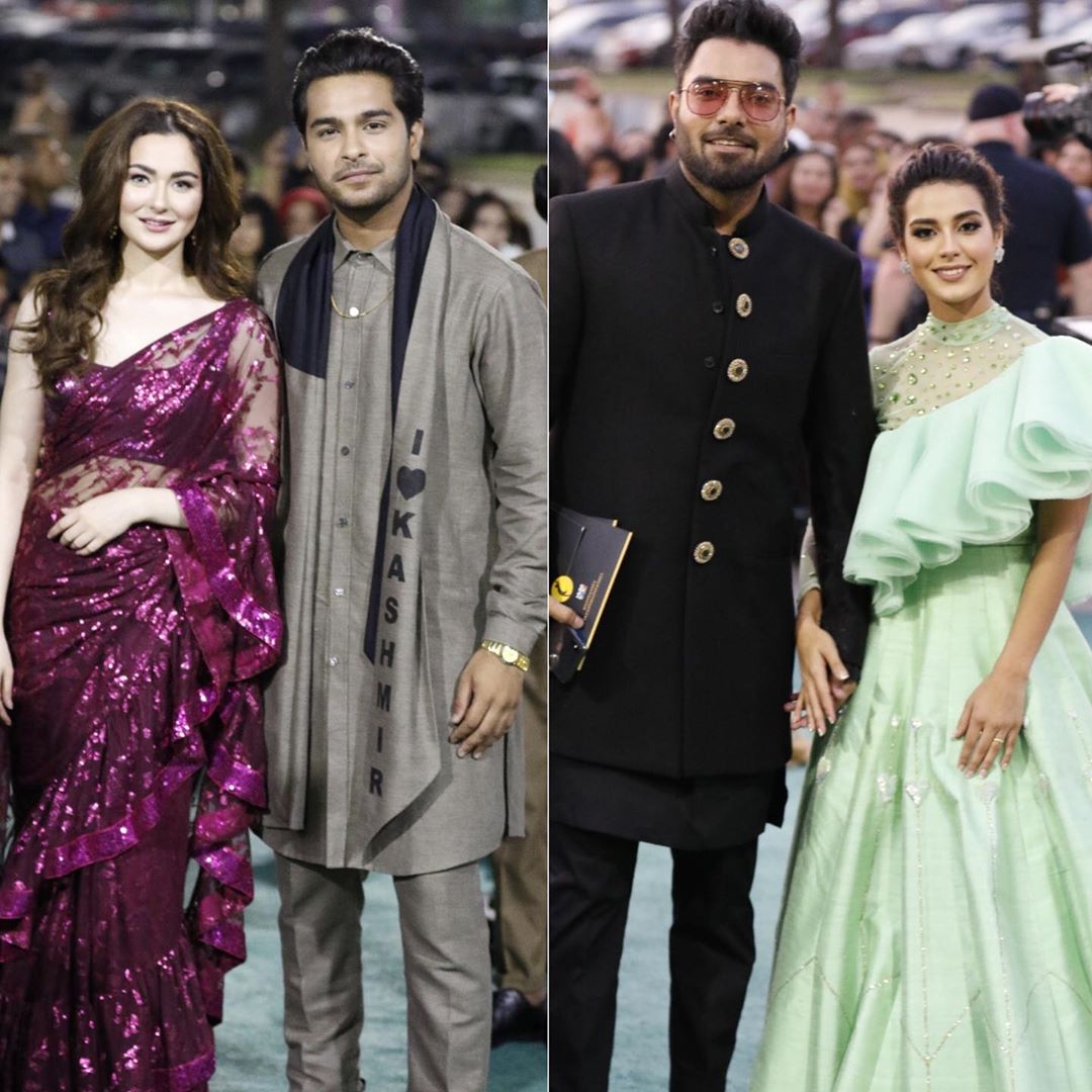 ShowbizAndNewz's tweet photo. The IT couples of pakistan industry at HUM Awards β¨
#HaniaAmir #AsimAzhar #YasirHussain #IqraAziz #HUMAwards #HUMAwardsHouston #HUMPR https://t.co/k0AMNqedgR
