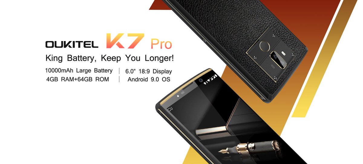 oukitelmobile's tweet photo. #OUKITEL #K7Pro announced officially📣
King Battery, Keep You Longer😍

Featured With:-
- 10000mAh Large Battery
- 13MP+5MP Dual rear camera
- 6.0" Full Display
- 4GB RAM+64GB ROM
Learn More>>> https://t.co/hpWLyEdMoz
Order now>>> https://t.co/3E3N3HkWoZ https://t.co/zcXoQHRKvI