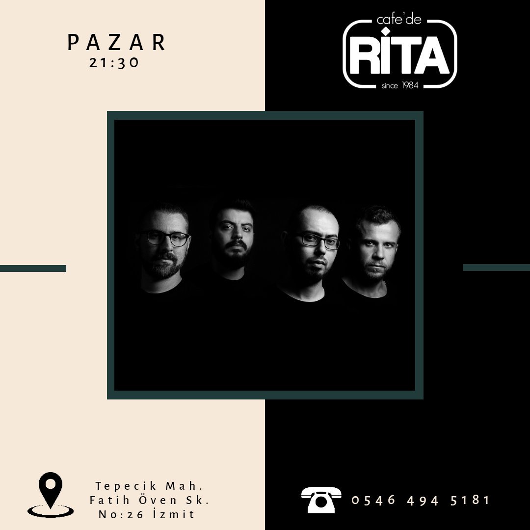 Bu akşam! 
21:30 
<a href="/CafeDeRita/">Cafe de Rita / Live Performance</a>