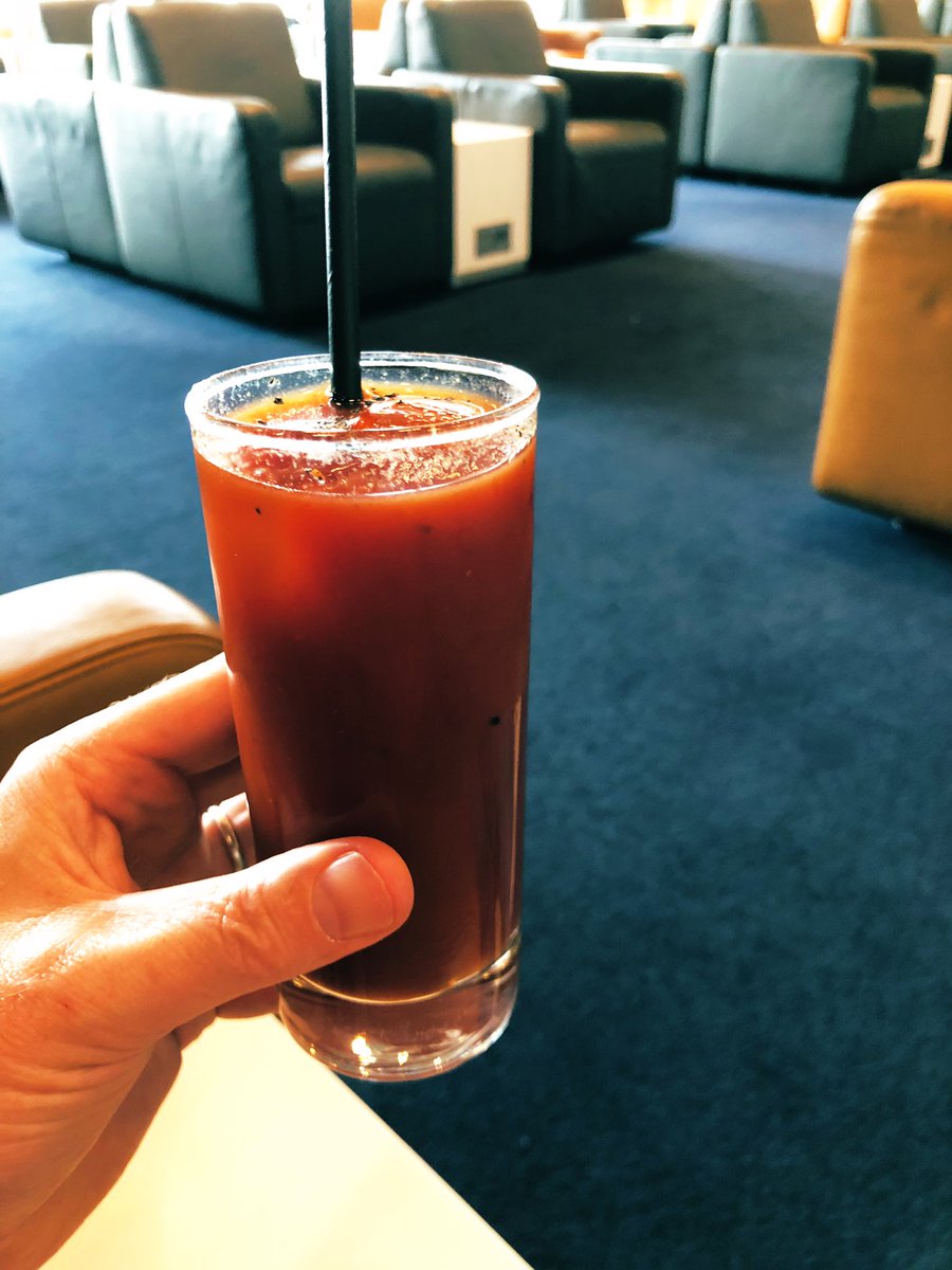 Bound for <a href="/WYSTC/">WYSTC</a> in Lisbon. Obligatory lounge refreshment to aid speech writing. Ladies &amp; gentlemen etc etc etc. #bloodymary #beinspired #WYSTC2019