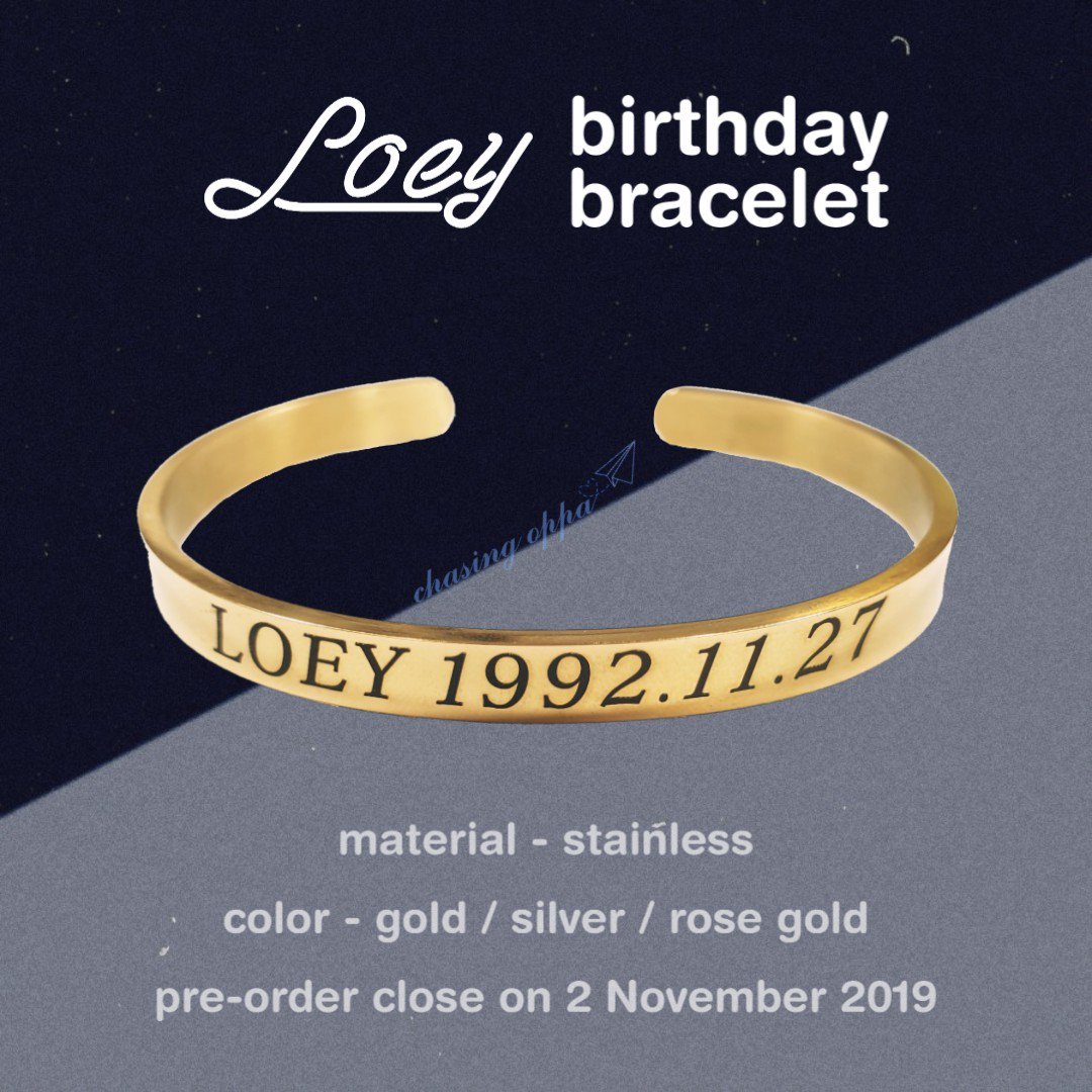 ChasingOppa's tweet photo. [PO - Loey Birthday Bracelet]

Material: Stainless

Color: Gold / Silver / Rose Gold

Price: SGD 7 / IDR 75,000

Pre-order Deadline: 2 November 2019 11:59 PM SGT

*For Group Order kindly please DM us first😊

Please contact us via DM / Line if you have any questions.

Thankyou 💕 https://t.co/nL1qUuhvnh