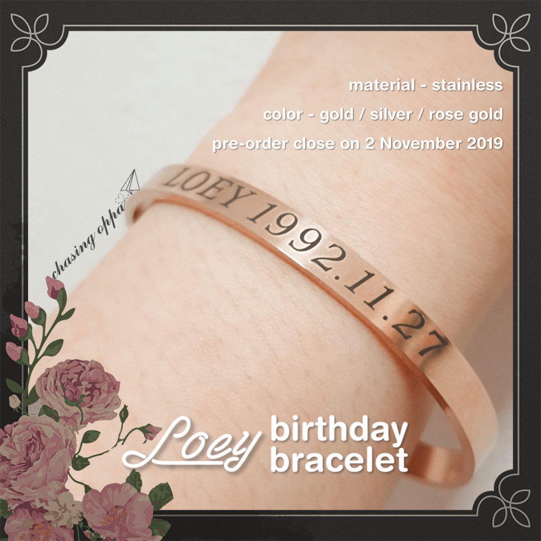 ChasingOppa's tweet photo. [PO - Loey Birthday Bracelet]

Material: Stainless

Color: Gold / Silver / Rose Gold

Price: SGD 7 / IDR 75,000

Pre-order Deadline: 2 November 2019 11:59 PM SGT

*For Group Order kindly please DM us first😊

Please contact us via DM / Line if you have any questions.

Thankyou 💕 https://t.co/nL1qUuhvnh