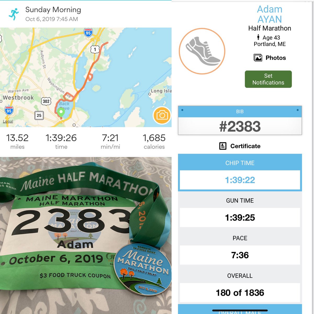 AdamAyan_Master's tweet photo. Beautiful day for the @MaineMarathon Half Marathon! #running https://t.co/8Tl2T1QksP