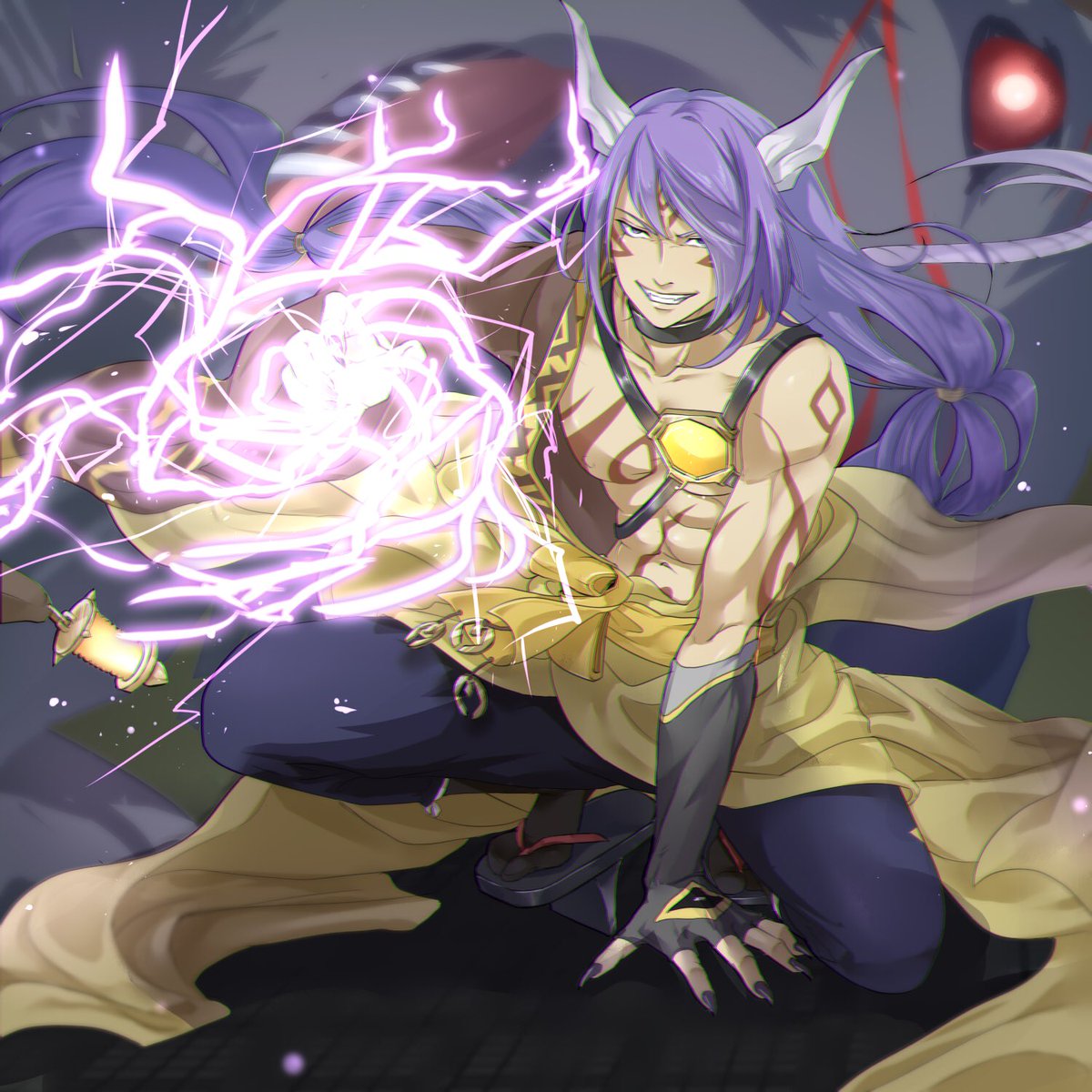 雙極の破戒神さま イケメン 筋肉 長髪 役満です Zovaaのイラスト