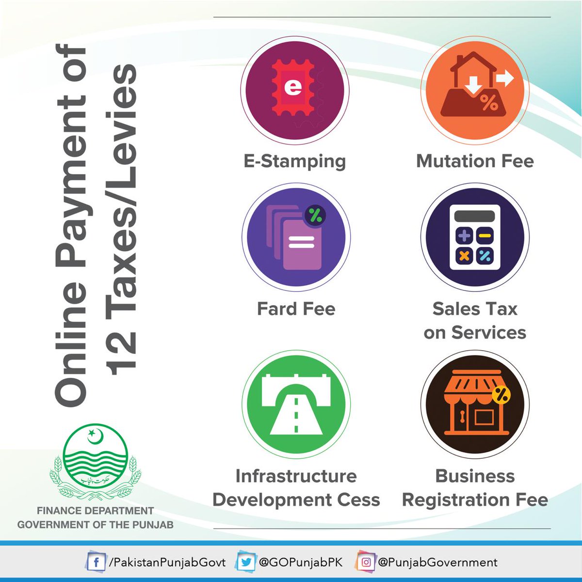 PTILakiOfficial's tweet photo. پنجاب حکومت نے ٹیکسوں کی ادائیگی آسان بنانے کے لیے ڈیجیٹل ٹیکس پیمنٹ ایپلی کیشن (E-Pay App) لانچ کی ہے جس کی بدولت اب آپ گھر بیٹھے اپنے موبائل سے 12 ٹیکسز/لیویز ادا کر سکتے ہیں
یہ سسٹم ناصرف عام آدمی بلکہ کاروباری افراد خصوصاً Startups کےلیے بھی آسانی پیدا کرے گا.#EasyToPay https://t.co/mvfpq7NLR3
