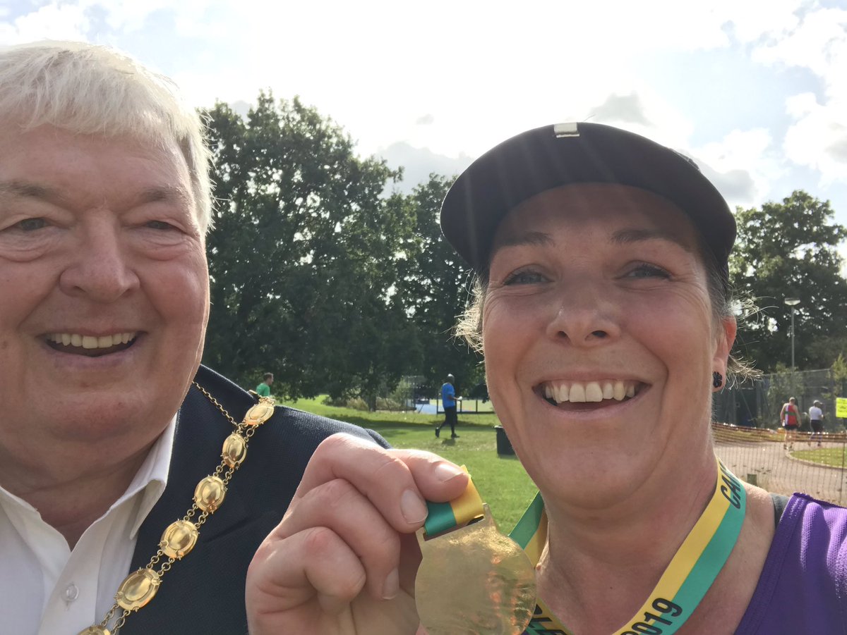 majorbaps's tweet photo. Selfie with the mayor at the end of @CamberleyAC 10km run this morning. Thanks to the organisers. Great race! #Camberley10k https://t.co/C9cFRTzcvf