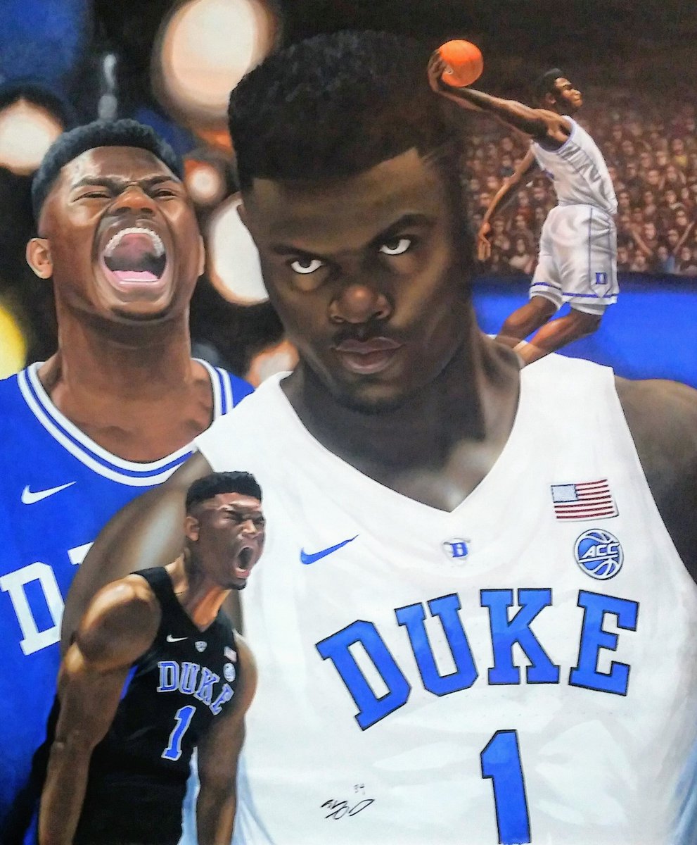 1BadARTIST's tweet photo. @Ballislife @ShamsCharania Original 4ft x 4ft portrait of Zion Williamson by @1badartist...DM for details! https://t.co/aa5wWDLYqh