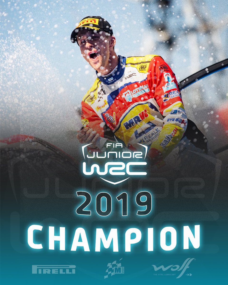 🏆 🍾 👑 <a href="/JanSolans/">Jan Solans</a> and <a href="/MauroBarreiro_/">Mauro Barreiro</a> become 2019 FIA Junior WRC Champions! 👑 🍾 🏆