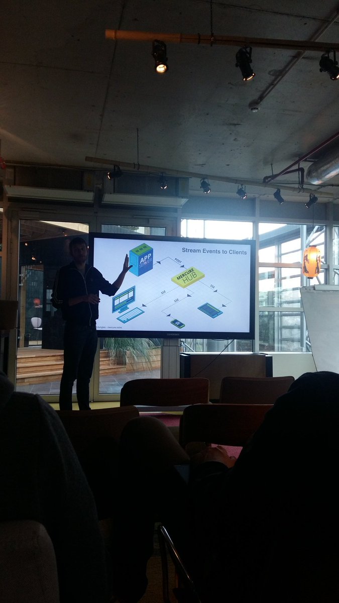 _Rambou's tweet photo. @dunglas giving a great talk about mercure protocol for http2 #FOSSAhackathons #fossa_digit https://t.co/OKuNenyLFM