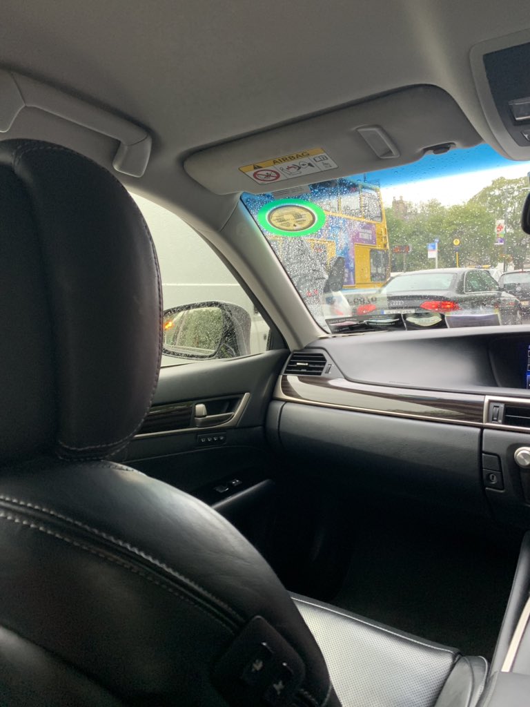 wangjun's tweet photo. Woke up from taxi backseat and for a moment I thought we achieved self driving and got rid of the steering wheel completely too! #HelloDublin https://t.co/RCYoa9dFbB
