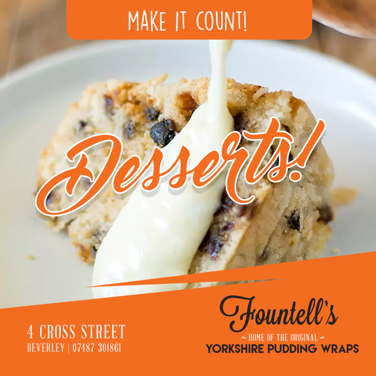 There's still time to order and pick up or get delivered your #Sunday #RoastDinner with all the trimmings! Last orders for #deliveries at 2.15pm - call now to place your order. Don't forget no #SundayRoast is complete without a yummy #dessert! #YorkshirePuddings