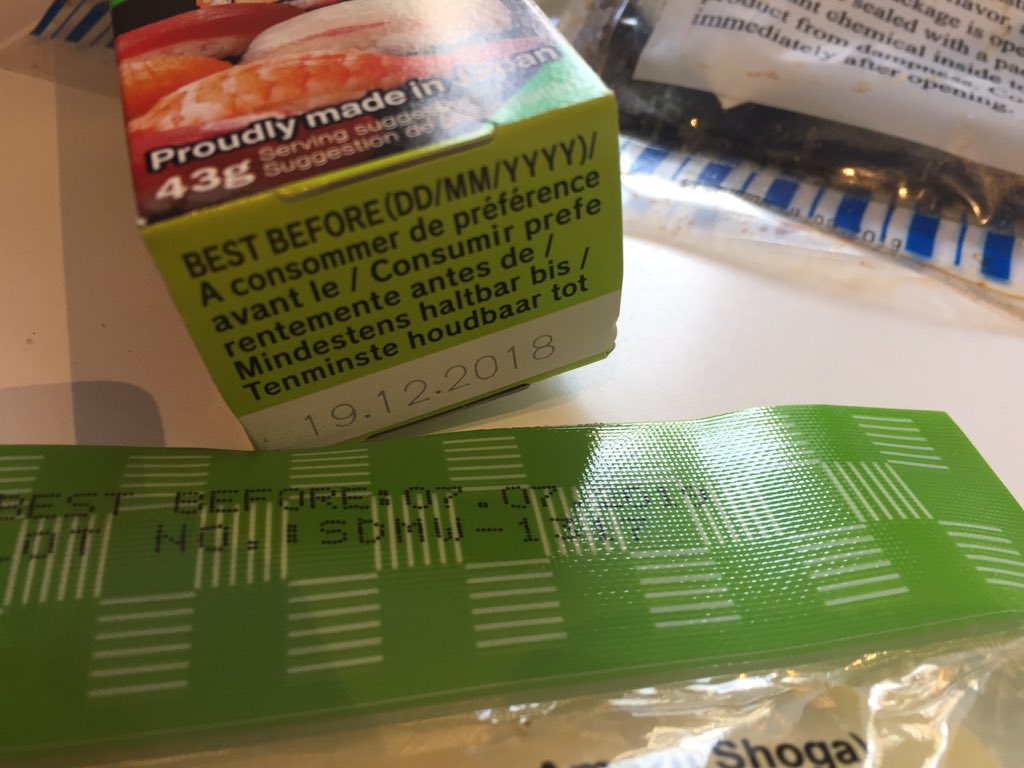 Sashatheb's tweet photo. @YOSushi excited to start making sushi only to find 3 of the ingredients are out of date! 😒 https://t.co/DUCESTOMFg
