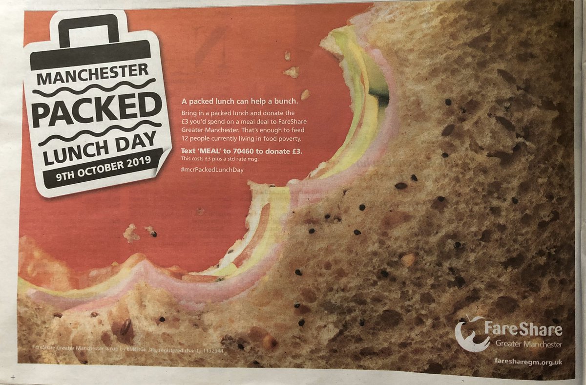 And the claim is #foodpoverty is not institutionalised? 
A half page ad in the Observer claiming hungry people can be fed for 25p - fed what exactly @FareShareGtrM?
This is a dangerous step when the public are told meals to people struggling cost so little.