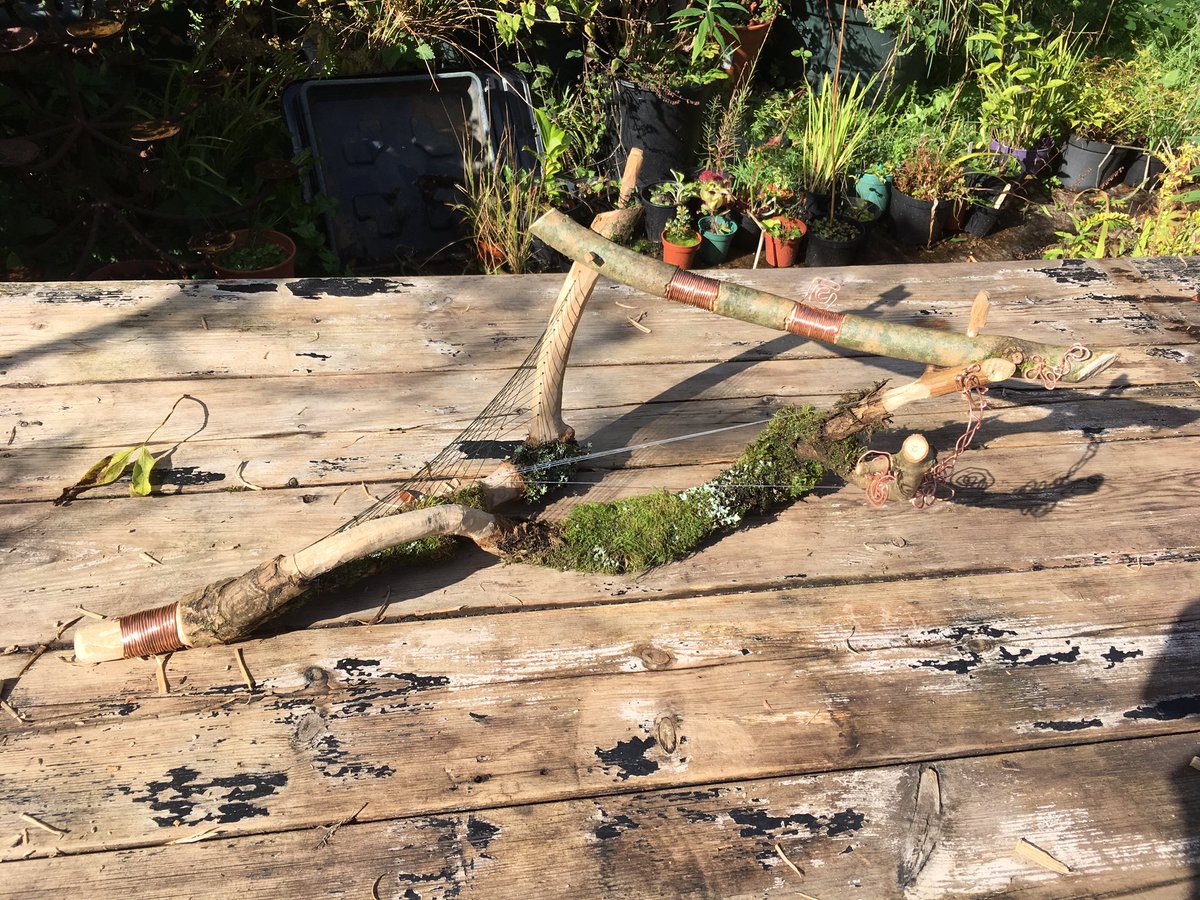 michael_fairfax's tweet photo. Day two of the ear harp workshop with the finished pieces. Very different but both so very good. What a lovely workshop thank you both for coming it was brilliant #michaelfairfax #earharps #earharpworkshop #soundsculptures #workshop #artworkshop #soundworkshop https://t.co/QL30a9pceJ