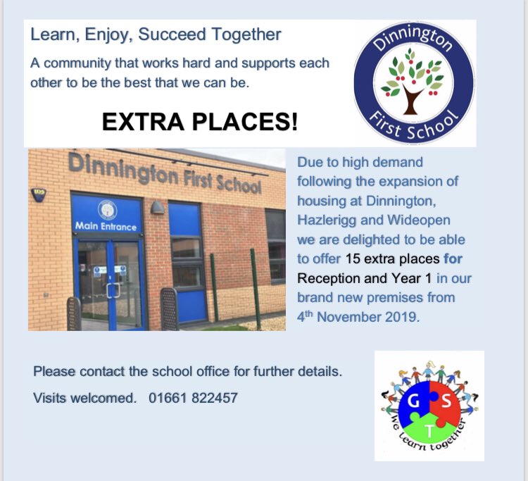 cazzash's tweet photo. New places available. Please share.  @DinningtonFirst @GosforthGST #Gosforth https://t.co/1F0HwP3z10