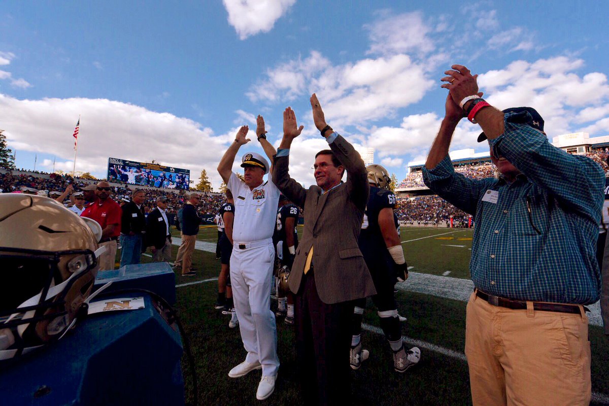 EsperDoD's tweet photo. A marvelous display of athletic prowess and tenacity by both the @NavalAcademy and the @AF_Academy football teams yesterday. Congratulations to the @USNavy on their victory and great effort by the @usairforce in leaving it all on the field. https://t.co/7c5bQ70Q1P