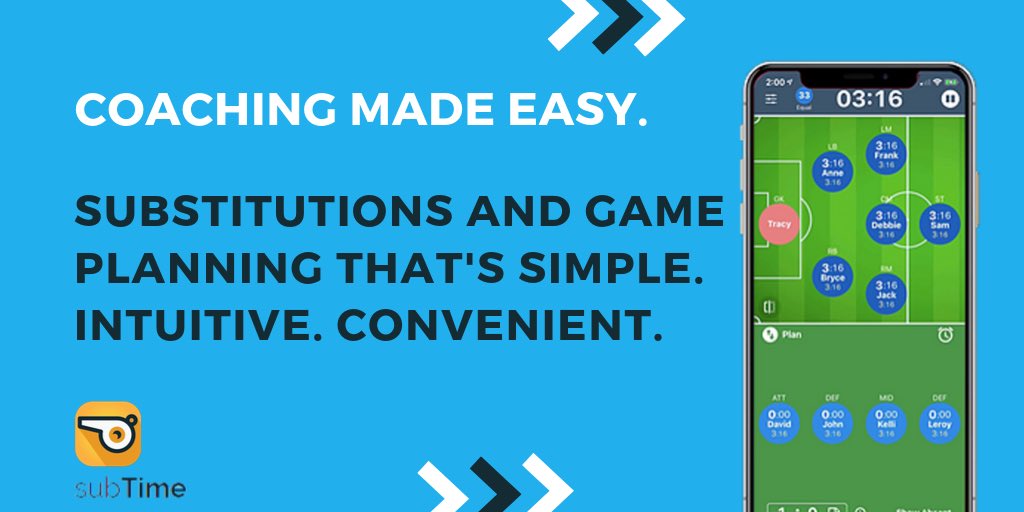 SubTimeApp's tweet image. SubTime makes it easy to manage team formation, plan substitutions, and track scores/player time for multiple sports. 78% of users say set up and use is a breeze. 

Visit subtimeapp.com now to learn how to gain time back so you stay focused on coaching, not the clock!